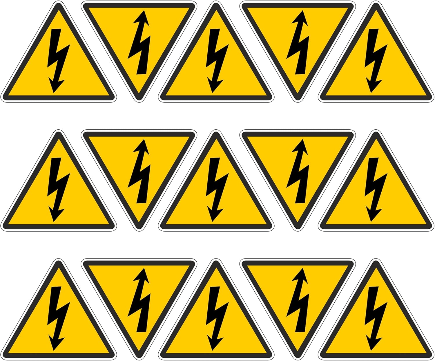 Danger électrique Autocollants triangulaires avec impression pour l'extérieur/l'intérieur - Impression extérieure - durabilité intérieure 15pz (5,3 x 5 cm)