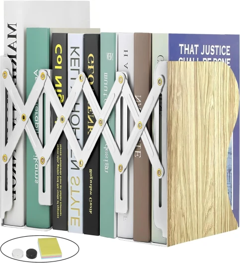 DARUITE Serre Livre en Métal Cale Livre Serre Livre Original Serre-Livres Presse Livre Serre Livres Cale Livres Etagere Bloc Livre pour Le Bureau de l'école Fournitures Scolaires(Imitation Bois)