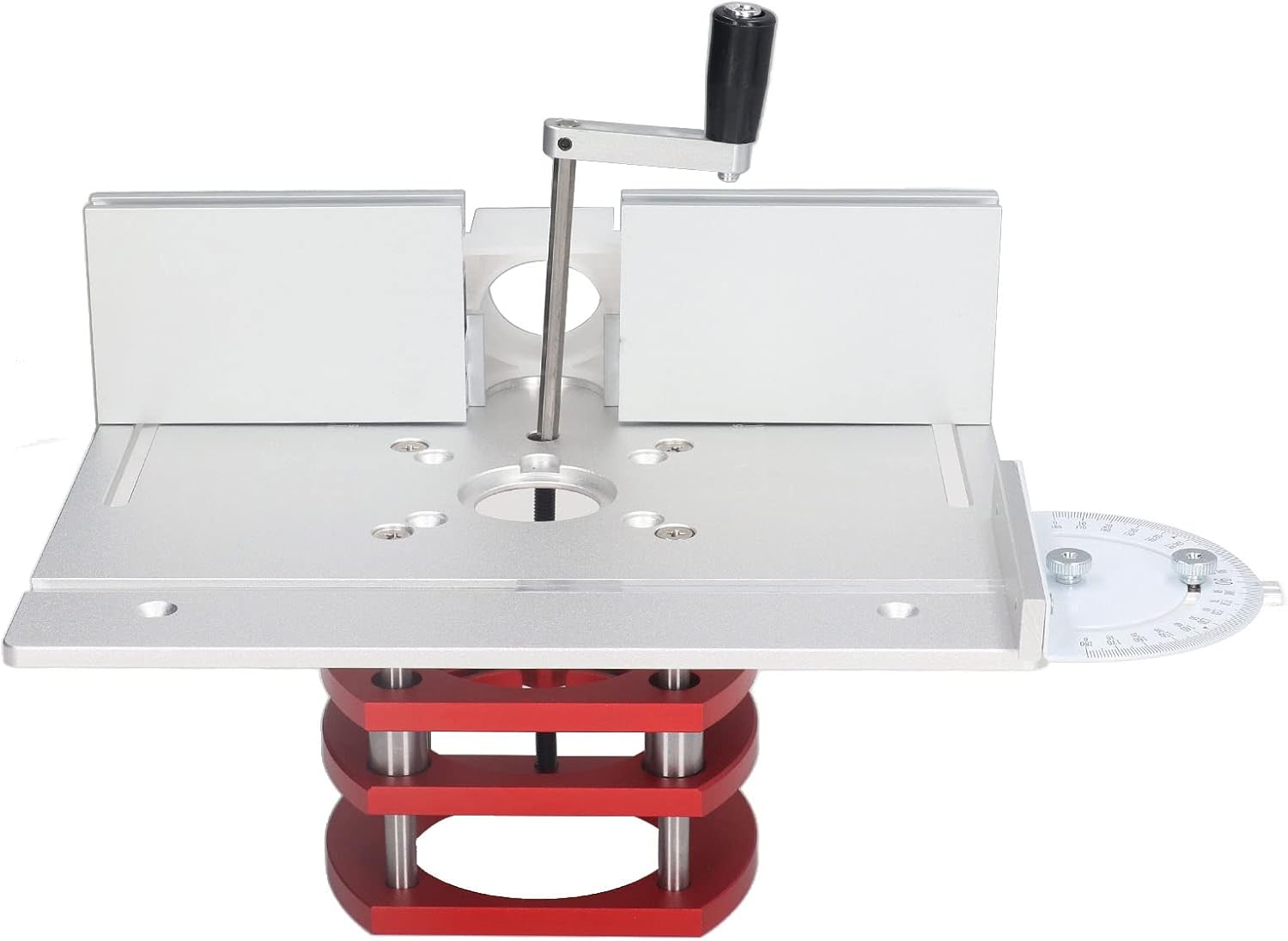 Ascenseur de Routeur avec Plaque Supérieure, Système de Levage de Routeur de Précision en Aluminium, Plaque D'insertion de Table de Routeur à Bois et Kit de Levage de Routeur (Argent)