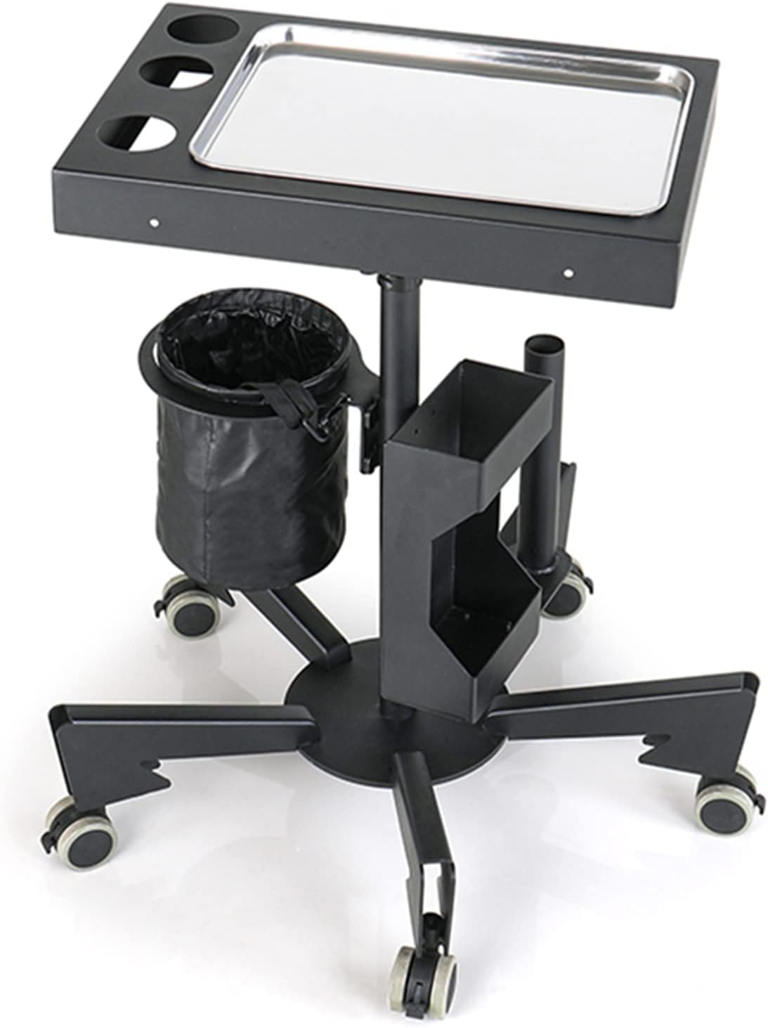 Plateau de Tatouage sur Roues, Chariot de Plateau de Salon réglable en Hauteur, Grande Station de Travail de Tatouage Roulant, Tattoo Salon de beauté Spa Dentaire bac de Rangement(Noir)