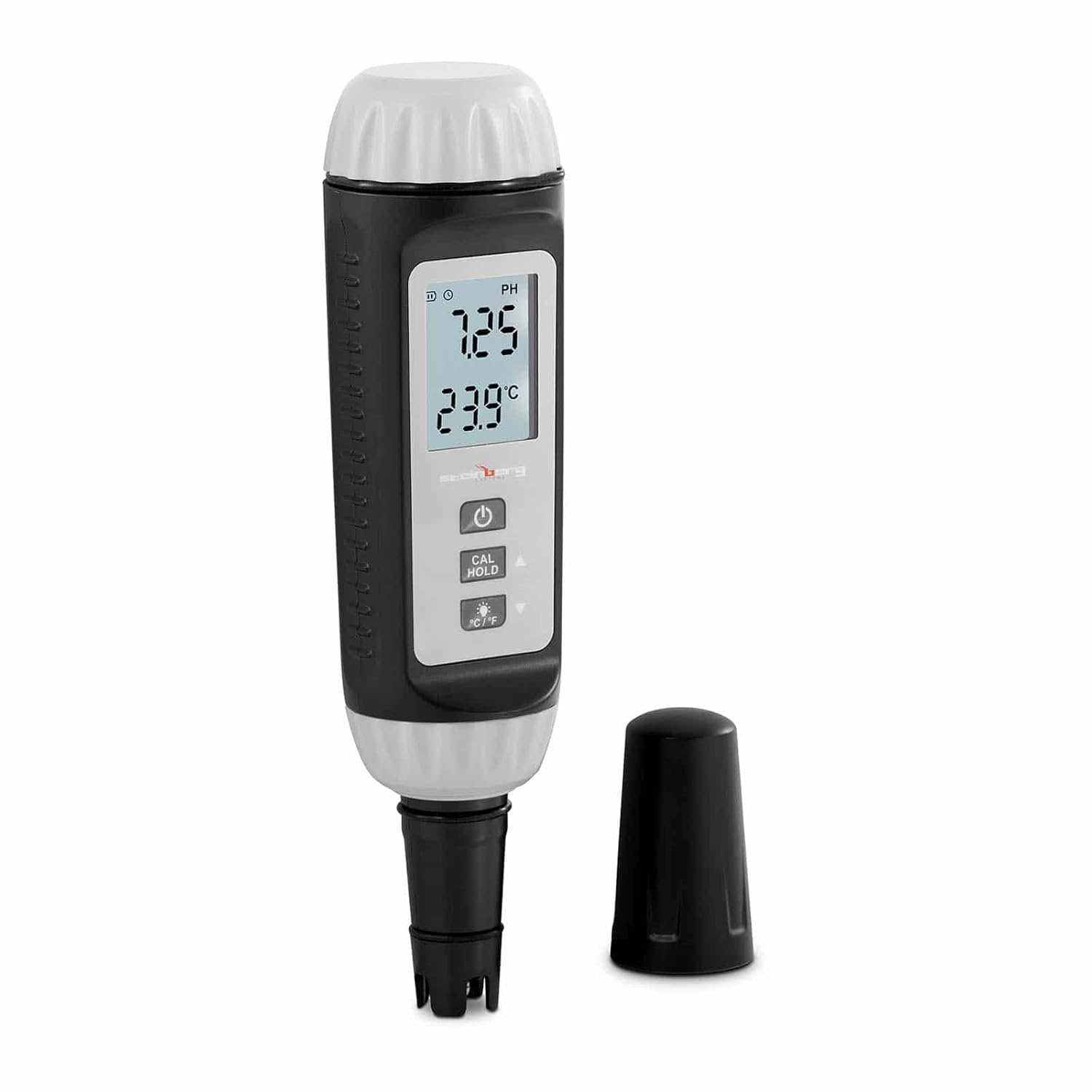 Steinberg Systems SBS-PH-100 Testeur pH pH-mètre électronique Testeur pH électronique (Affichage de deux valeurs : pH et température, Capteur de haute précision, Calibrage à 3 points)