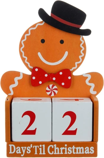 Bloc de Compte à Rebours Bonhomme en Pain D'épices Calendrier de Compte à Rebours en Bois Bonhomme en Pain D'épices Calendrier de L'Avent de Noël Calendrier de Bloc en Bois de