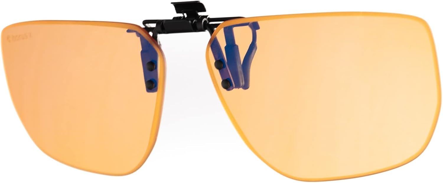 � Clip-On Amber • Clip pour Lunettes de vue • Anti Lumière Bleue • Filtre Standard Protection Ecrans (Jeux Vidéos Console Ordinateur PC) - Amber