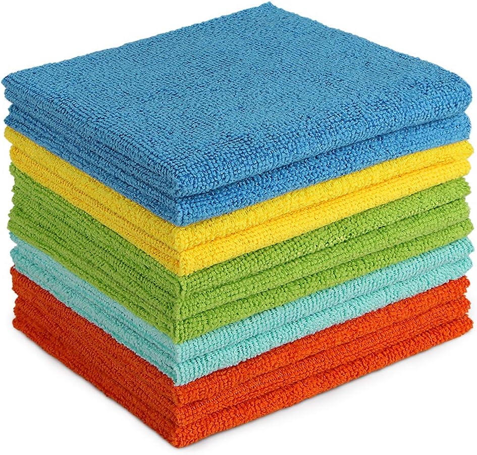 AIDEA Lot de 12 Chiffons de Nettoyage en Microfibre, Torchons Lavette Microfibre Ménage Plus Doux, Plus Absorbants, Non Pelucheux, pour Maison, Cuisine, Voiture, Cenêtres e Vitre 30 x 30cm