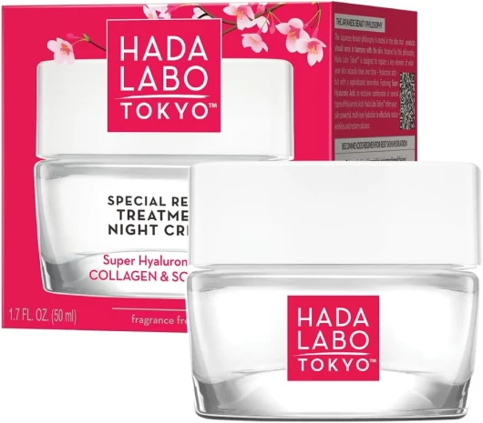Hada Labo Tokyo 50 ml Revitalisierende Gesichtscreme Damen, Anti-Age Nachtcreme mit Hyaluronsäure, Regeneration der Haut, Gesichtspflege für 40+