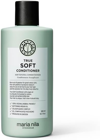 Maria Nila True Soft, Pour Cheveux Secs, l’Huile d’Argan Réhydrate et Réduit les Frisottis, 100% Végan & Sans Sulfate/Parabène