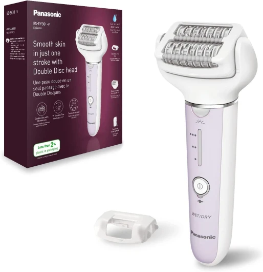 ES-EY30-V503 Épilateur Wet et Dry, Double Disque 60 Pinces, Tête Flexible Pivotante 90°, 3 Vitesses et LED, 30 Minutes d'Autonomie, sans Fil, Épilateur, Violet