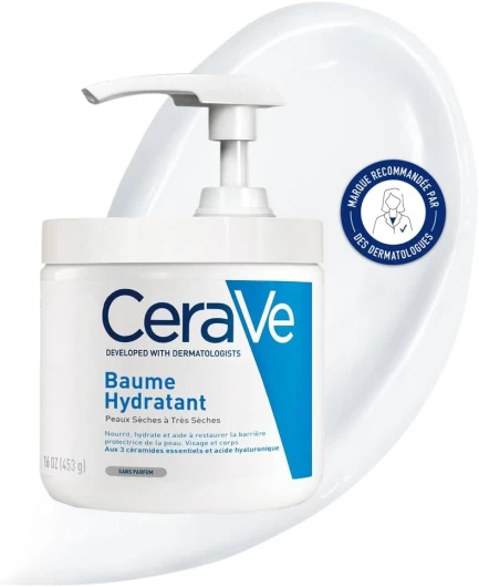 CeraVe - Baume Hydratant - Nourrit, Hydrate et Aide à Restaurer la Barrière Cutanée - Visage & Corps - Acide Hyaluronique + 3 Céramides Essentiels - Sans Parfum - Peau Sèche à Très Sèche - 454 ml