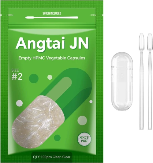 Gélules Vides Végétales à Remplir Taille 2 (100 unités) Capsule Vide avec Micro Cuillère,Certifié Casher,Halal,Empty Capsules Compatible avec la Machine de Remplissage de Capsule 2