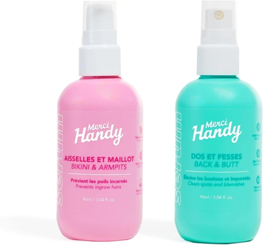 Body Serum Bikini Aisselles & Maillot + Body Serum Dos & Fesses 90ml x 2 - Soin quotidien - Réduit les imperfections - Formule naturelle et hydratante pour une peau douce et saine