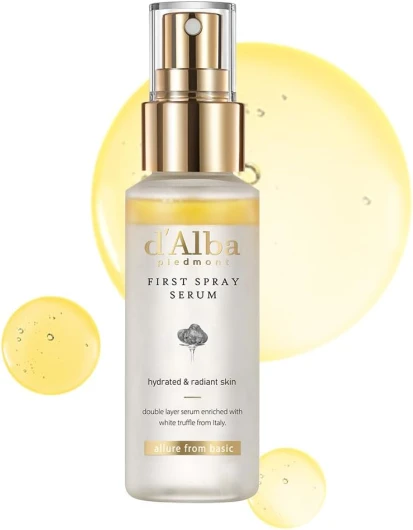 D'Alba First Spray Serum Sérum en Spray à la Truffe Blanche Italienne, Soin Végétalien, Brume Hydratante pour le Peau Radieuse, Sérum éclat, Soin Tout-en-Un (50ml)