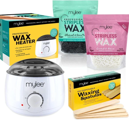 Kit d'épilation professionnel [Charbon et Thé Vert + Noix de coco et arnica] - Chauffe-cire, Perles de cire dure, Spatules d'applications, Épilation sans bandes indolore pour tout le corps