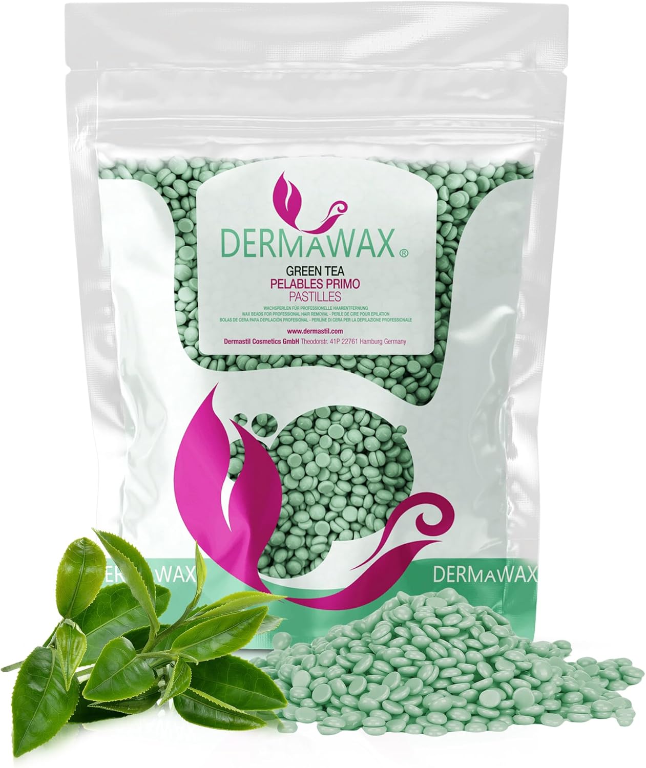 1 kg Cire Chaude Sans Bandes, Épilation Brésilienne Thé Vert - Peaux Sensibles, Visage, Aisselles, Maillot, Jambes - Douce, Efficace, Fabriquée en Italie (1 kg, Thé vert)