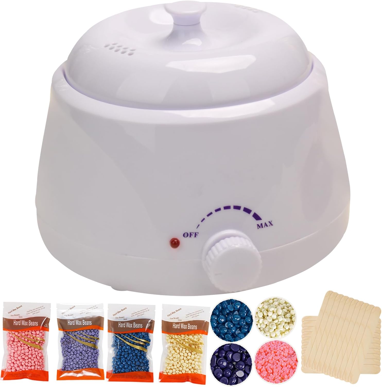 Lucfulyear Chauffe Cire - Chauffe Cire Epilation Machine a Cire Kit Epilation Avec 4 Sacs de Haricots de Cire 20 Applicateurs de Cire Pour Bras Jambes Aisselle Jambes Bikini