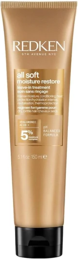 REDKEN - Soin Hydratant et Protecteur de Chaleur Sans Rinçage pour Cheveux Secs et Désydrathés - Acide Hyaluronique & Huile d'Argan - Produit Vegan - All Soft - 150ml
