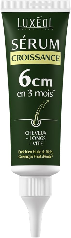 LUXEOL - Sérum Capillaire Croissance - Pousse de 6cm en 3 Mois* - Des Cheveux Plus Longs Plus Vite - Cliniquement Prouvé - Formule d'Origine Naturelle - Huile de Ricin, Amla & Ginseng(3) - 50 ml