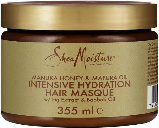 SheaMoisture Masque Capillaire Intensive Hydration pour cheveux secs et abîmés Miel de Manuka et Huile de Mafura sans silicones ni sulfates 355 ml