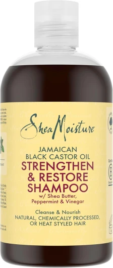 SheaMoisture Shampooing Strengthen & Restore hydratation ultime pour les cheveux naturels, traités chimiquement ou coiffés à chaud Huile de ricin noir de Jamaïque sans silicones ni sulfates 384 ml
