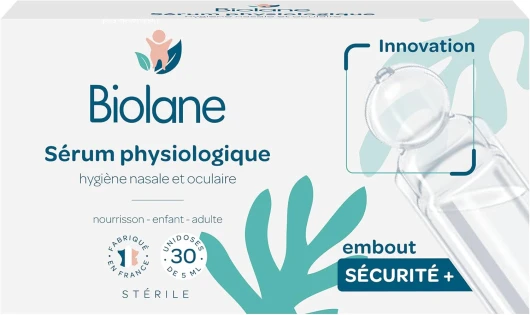 Sérum Physiologique - Bébé - Nettoie le nez et les yeux - Dès la naissance - Embout rond sécurité - 30 Unidoses - Fabriqué en France