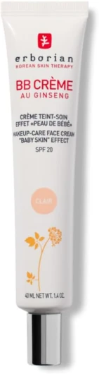 Erborian - BB Crème au Ginseng 5-en-1 - Soin Teinté Perfecteur Effet "Peau de Bébé" - Fond de Teint Couvrant Imperfections - Protection Solaire SPF 20 - Soin Cosmétique Coréen - 15ml