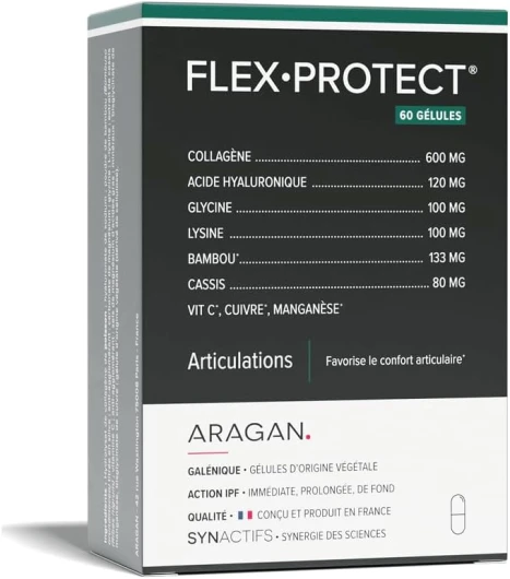 FlexProtect - Complément Alimentaire Articulations - Collagène, Acide hyaluronique, Bambou, Cuivre, Manganèse - 15 jours à 1 mois de prise - Fabriqué en France