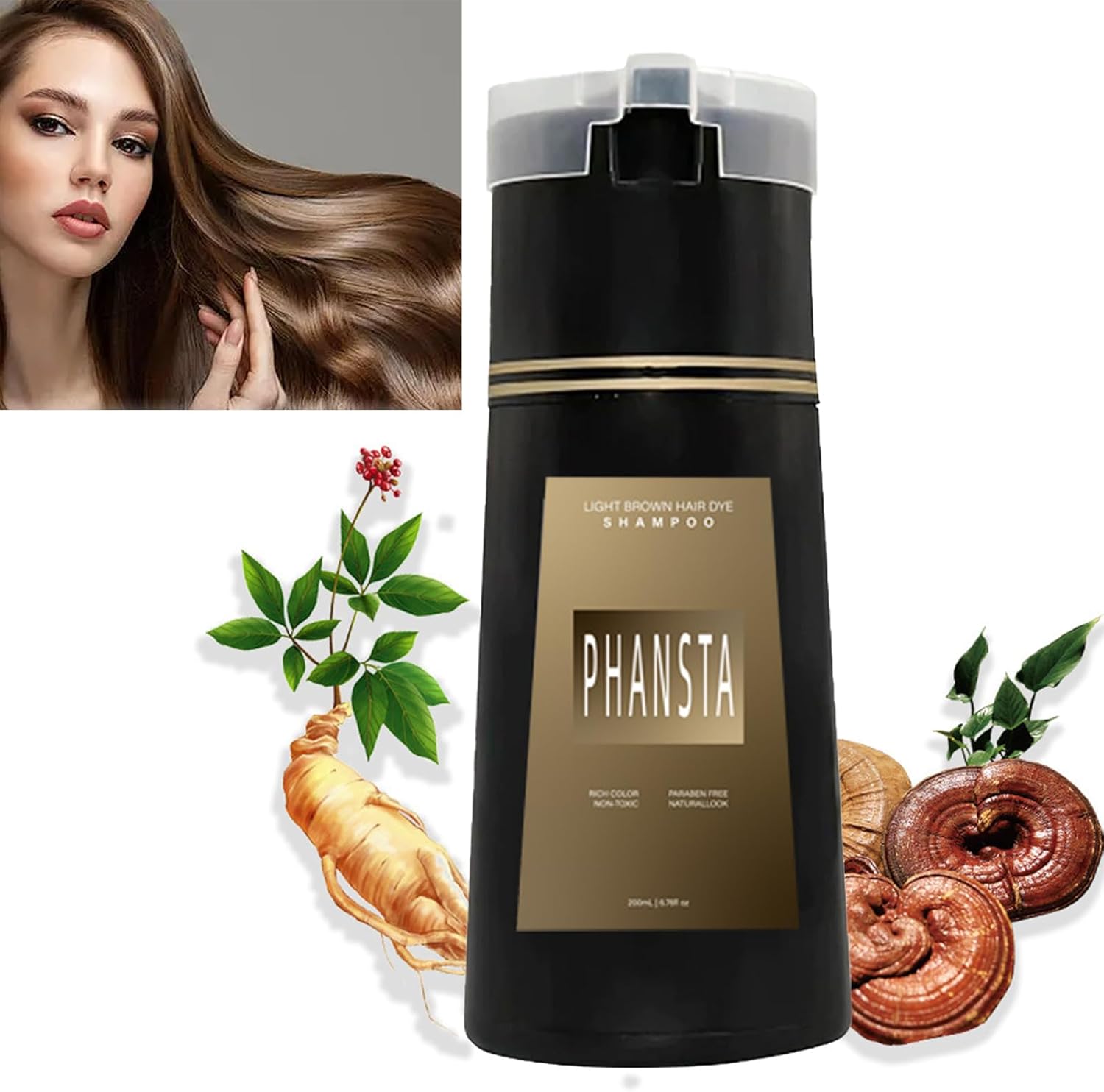 Nova Hair Dye Shampooing colorant instantané pour cheveux noirs, shampooing Magic Hair Dye, longue durée, pour homme et femme (marron clair)