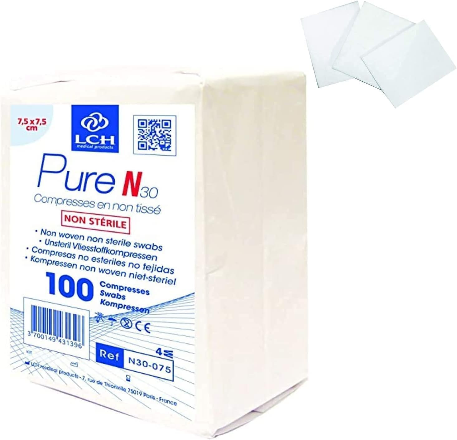 Lot de 10 Sachets de 100 Compresses Non Tissées Non Stériles (7,5 x 7,5cm) – Hypoallergéniques, Ultra-Absorbantes – Usage Médical et Domestique – Le Pro du Médical