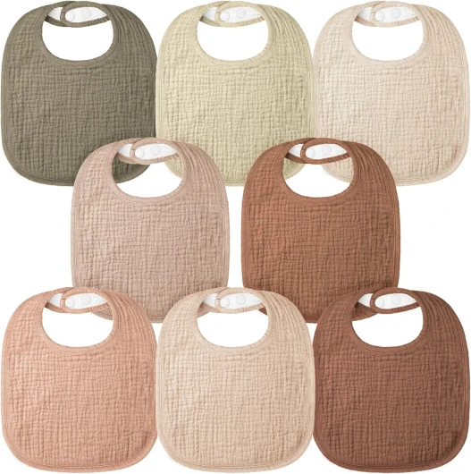 Bearmoss Bavoirs Bébé Bebe 8 Pièces Nouveau Né Coton Bavoirs,100% Coton Réglables Doux Pour Garçons et Filles
