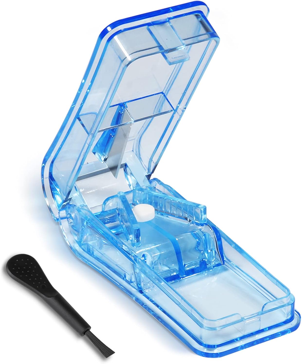 Opret Coupe-Comprimé pour Couper et Écraser Petits et Gros Cachets, Séparateur de Comprimés pour Fendre vos Pilules et Transporter vos Médicaments – Bleu