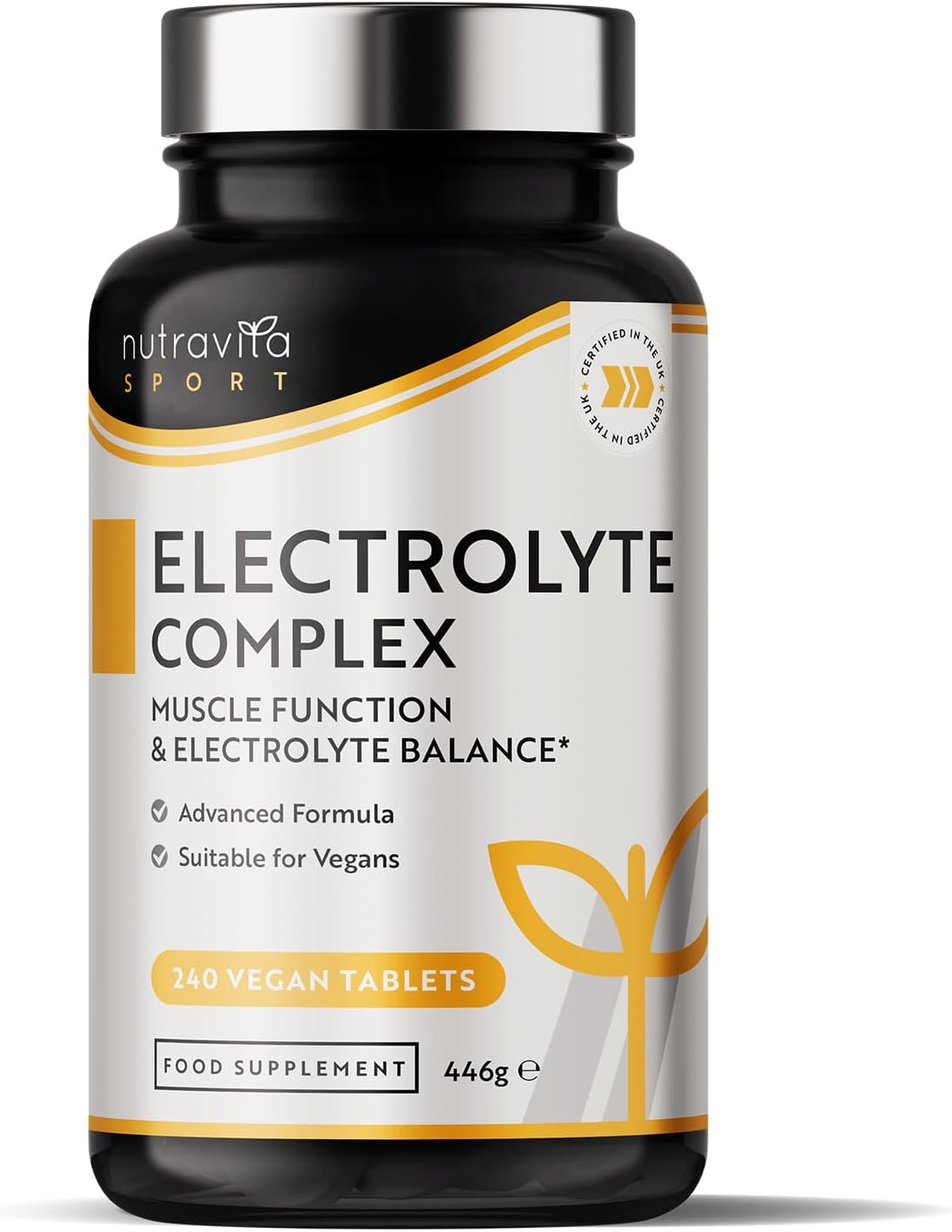 Electrolyte Complex - Comprimés de haute résistance avec magnésium, potassium, calcium - Fonction musculaire et équilibre électrolytique - 240 comprimés Complexe d'électrolytes sans sucre - Nutravita