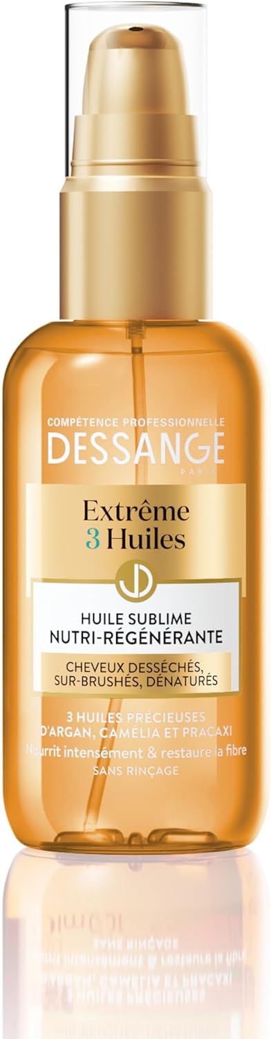 Huile Sublime Nutri-Régénérante Extrême 3 Huiles - Formule Enrichie À L''Argan, Camélia & Pracaxi - Nourrit Intensément & Restaure - Pour Cheveux Desséchés - Sans Rinçage - 100 ml