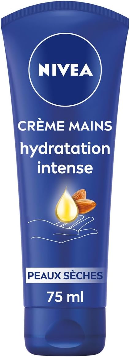 Crème mains nourrissante peaux très sèches (1 x 75 ml), soin hydratant à l'huile d'amande douce, crème mains hydratante efficace 24 h