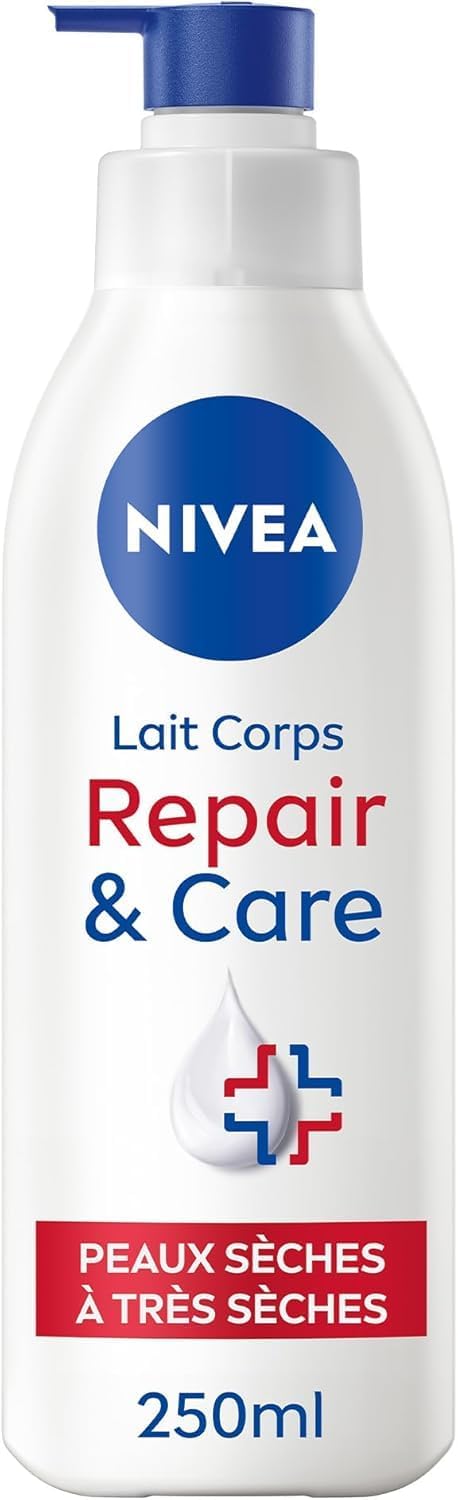 REPAIR & CARE Lait Réparateur Corps Peaux Très Sèches (1x 250 ml) — Lait Corps Hydratant à la Glycérine, Provitamine B5 & Niacinamide — Crème Hydratante peaux rugueuses extra sèches