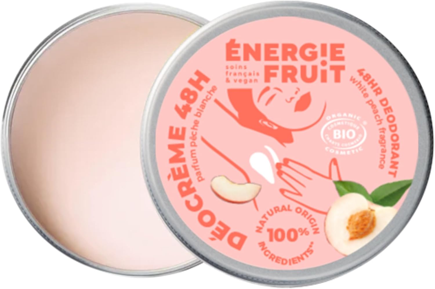 Déodorant crème 48h - Parfum Pêche blanche - BIO certifié par ECOCERT