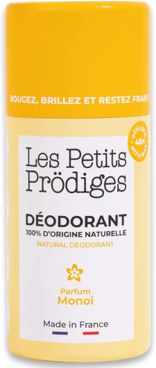 Déodorant Monoï – Solide, Efficacité 48H – 100% naturel - Tout Type de Peau - Sans Alcool Conservateur Aluminium Parabène - Peau sensible - Fabriqué en France - Vegan - LES PETITS PRODIGES