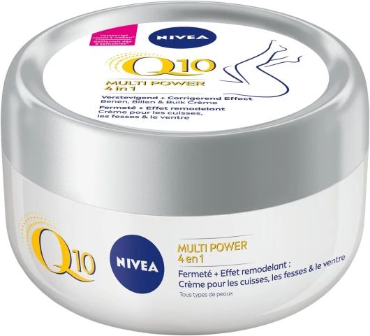 Q10 Baume corporel 4-en-1 Fermeté + Remodelant (1 x 300 ml), Soin du corps raffermissant et intensément hydratant, Crème pour le corps au Q10 et Extrait de Soja