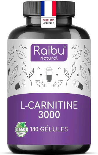 L-Carnitine 3000 I 180 Haute Dose Extra Fort Gélules avec Vitamine C I 3000mg par dose journalière I Tartrate de L Carnitine pure I Naturelle, Testé en laboratoire & Végan