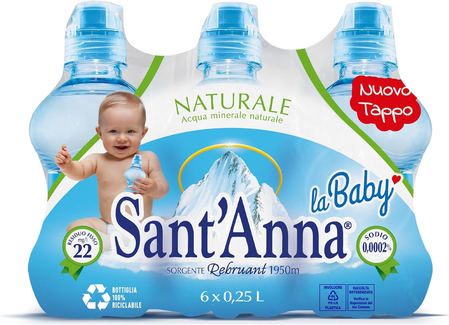 Acqua Sant'Anna La Baby Naturel 0,25 Litres - Eau Minérale Naturelle Oligominéralisée Minimalement - 24 Bouteilles dédiée aux enfants