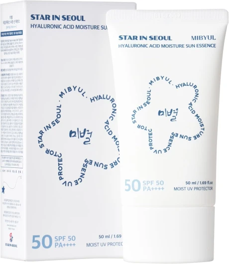[STAR IN SEOUL] MIBYUL ESSENCE SOLAIRE HYDRATANTE À L'ACIDE HYALURONIQUE, SPF50, PA++++, 50 ml, Crème solaire végan coréenne qui s'applique de manière hydratante et douce.