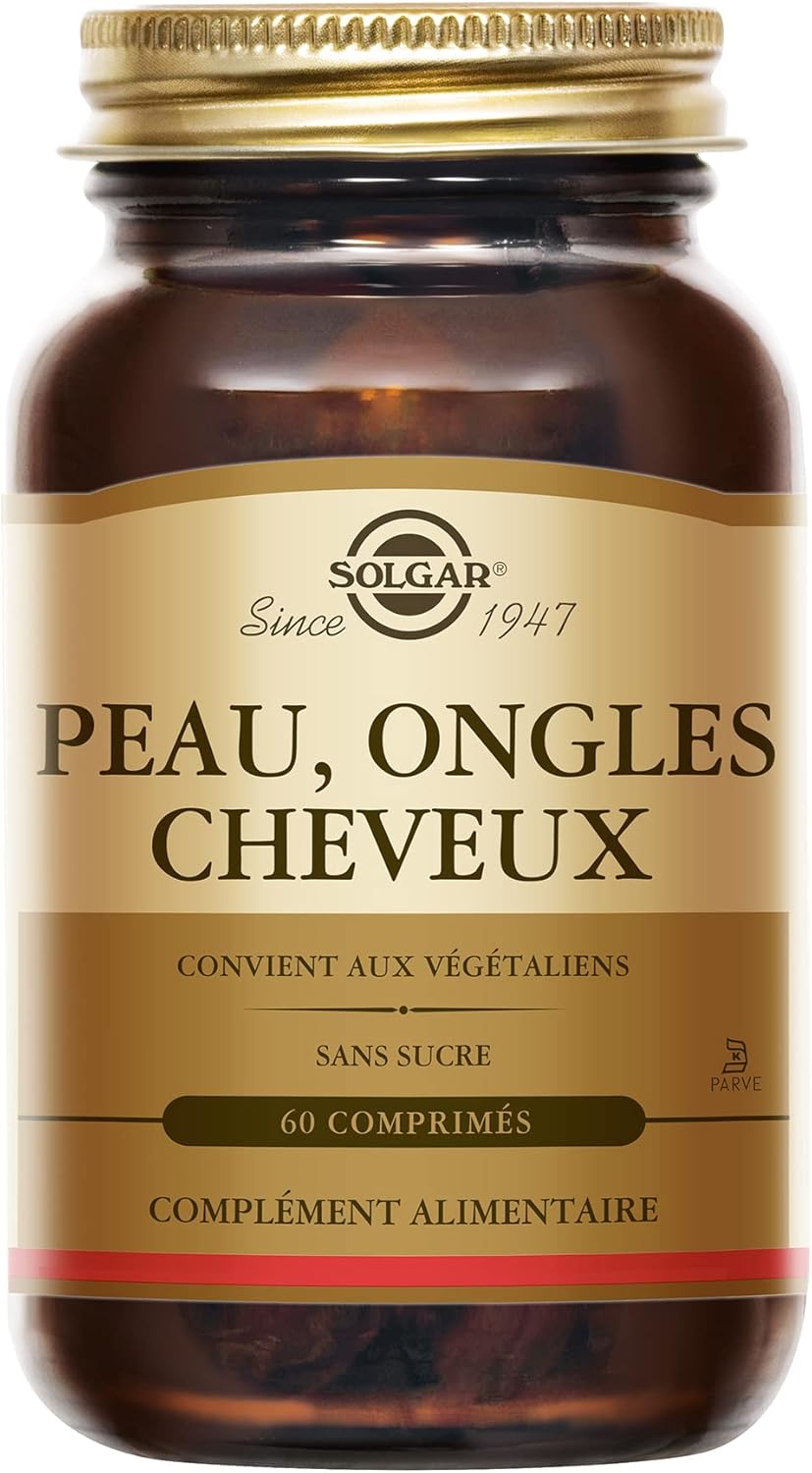 Peau, Ongles, Cheveux - Beauté - Nutriments essentiels : Zinc, Vitamine C, Acides Aminés, Cuivre - Forme Brevetée de MSM - Complément Alimentaire - Flacon de 60 comprimés