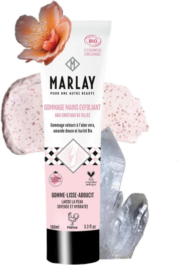 Cosmetics - Gommage Mains Exfoliant 100 ml - Peeling Mains - Crème Exfoliante Bio Soin Mains - Aloe Vera, Beurre Karité, Cristaux de Silice - Peaux Sèches - Fabriqué en France - INCI 17,2/20