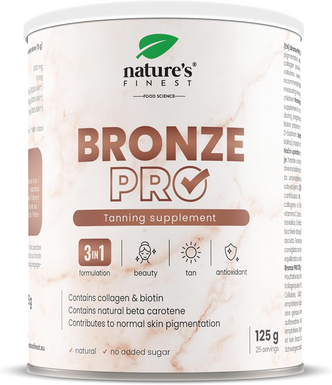 Nature's Finest Bronze PRO - Complément Alimentaire Autobronzant, Beta Carotene Bronzage Intense, Prolongateur de Bronzage - Vitamines Pour le Visage et Corps - Autobronzant Bio