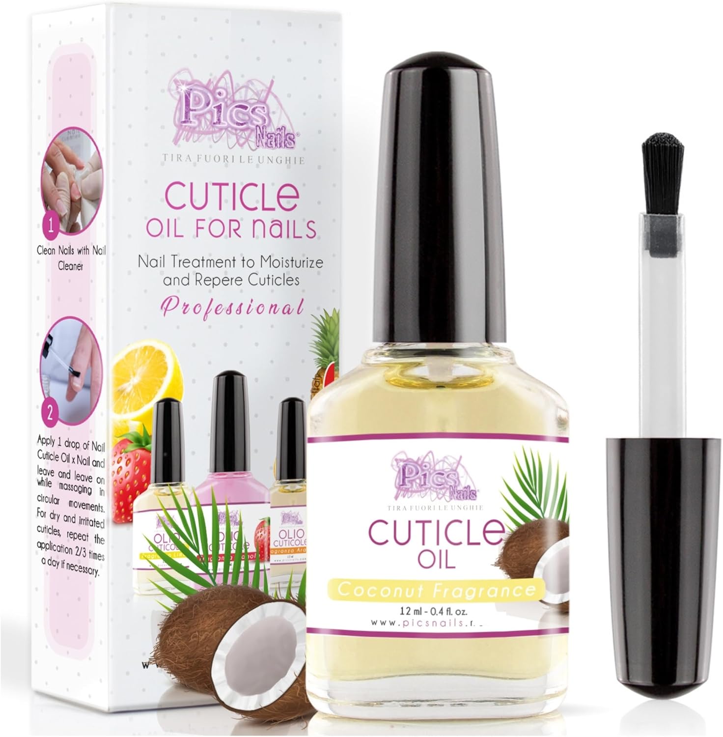Huile Cuticules Ongles des Mains et des Pieds 12ml Professionnelle - Huile Coco Fragance Hydratante et Régénérante pour les Cuticules des Mains et des Pieds, Apporte Soulagement et Fraîcheur