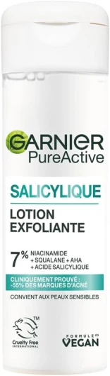 Pure Active - Soin Exfoliant Visage - Réduit Les Marques D'acné & Les Pores - Niacinamide, AHA & Acide Salicylique - Formule Liquide Légère - Vegan & Cruelty Free - Homme & Femme - 120 ml
