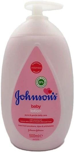 Johnson's Baby Lotion (1 x 500 ml) Lotion corporelle nourrissante et hypoallergénique pour bébé pour peaux délicates à l'huile de noix de coco pour une protection contre l'humidité 24h