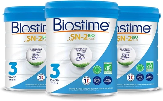 Biostime SN-2 Bio Plus Laits Infantiles Bio 3ème âge en poudre de 10 à 36 Mois 800 G - Lot De 3