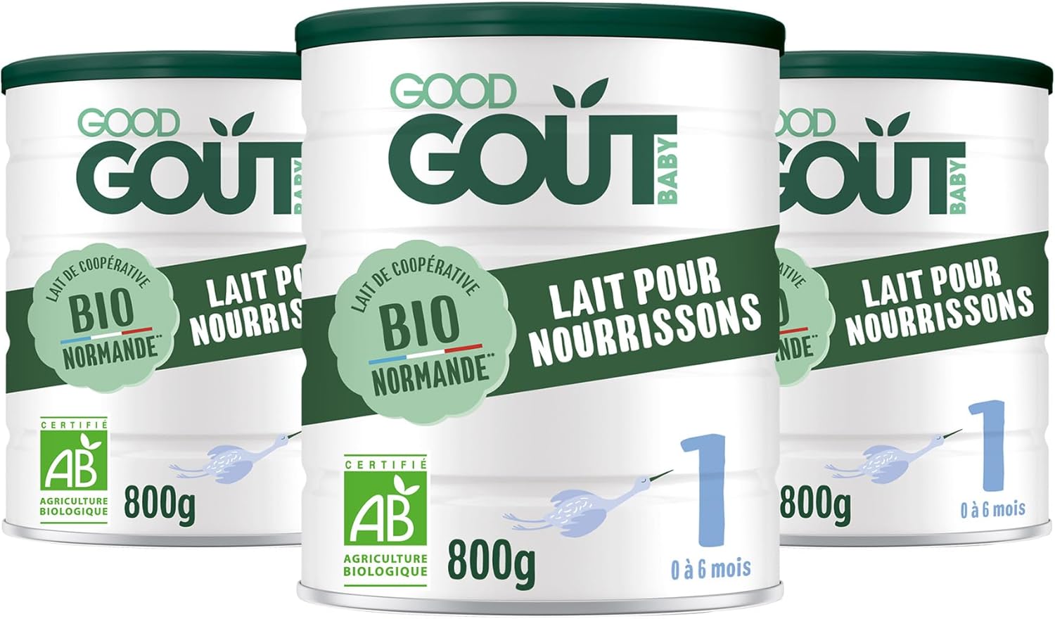 GOOD GOÛT - Lait Infantile 1Er Âge - Lait pour Nourrissons Format Poudre - de 0 à 6 Mois - sans Huile de Palme - sans Maltodextrine - Crème de Lait Bio - Fabriqué en Normandie - 800 g