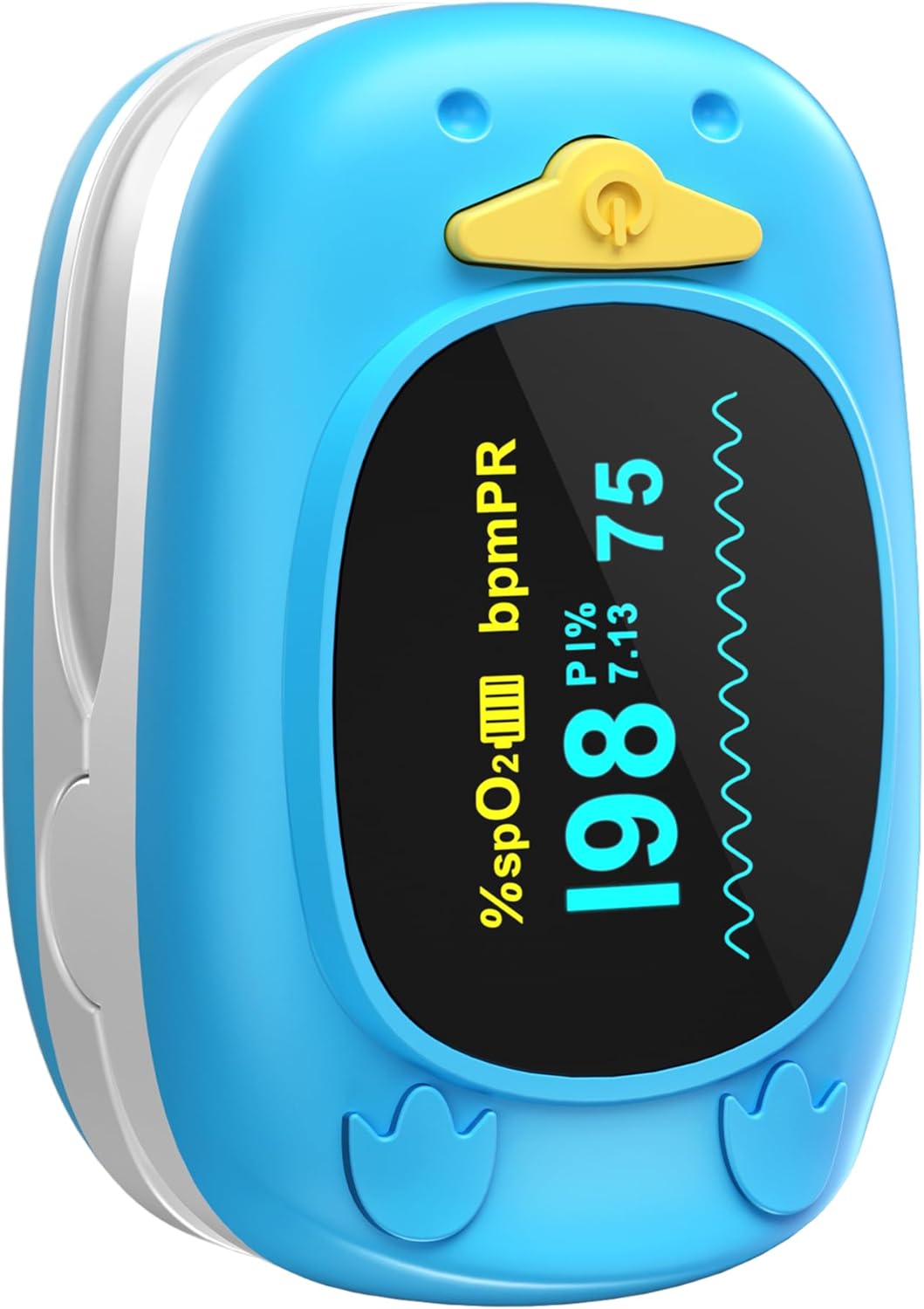 Moniteur portable de saturation en oxygène du sang du bout des doigts, oxymètre de pouls pédiatrique avec écran OLED, 2 piles AAA incluses, adapté aux nourrissons et aux enfants