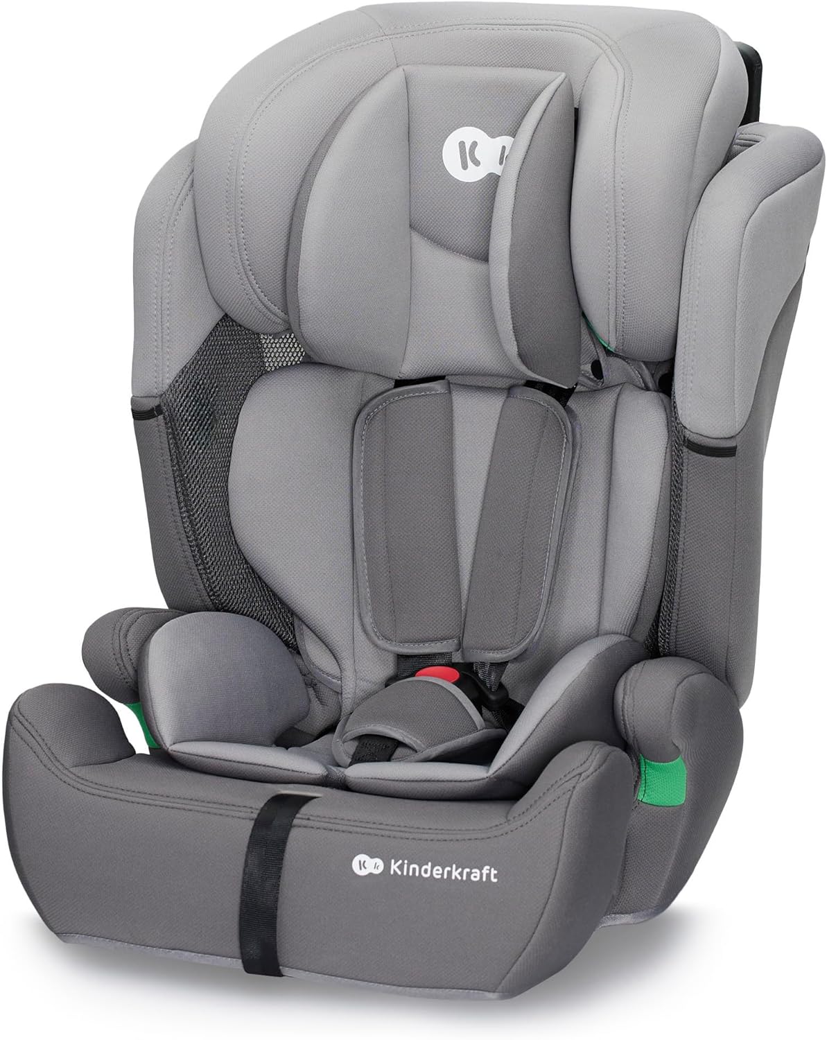 Kinderkraft COMFORT UP i-Size 76 et 150 cm, Siège auto bébé Groupe 1/2/3 de 9 à 36 kg, 15 mois à 12 ans, Têtière ajustable, 11 niveaux de réglage, Harnais de sécurité 5 points, Housse amovible, Gris