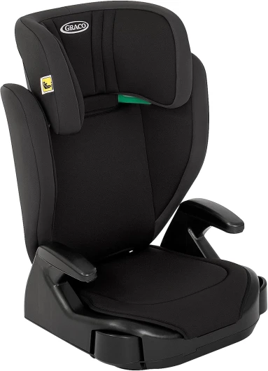 Graco Junior Maxi I-Size R129Rehausseur à Dossier Haut, env, 3,5-12 Ans (100-150 cm), Rehausseur de Siège pour enfant, Accoudoirs et Appui-Tête Réglables en Hauteur, Léger, avec Porte-Boisson, Noir